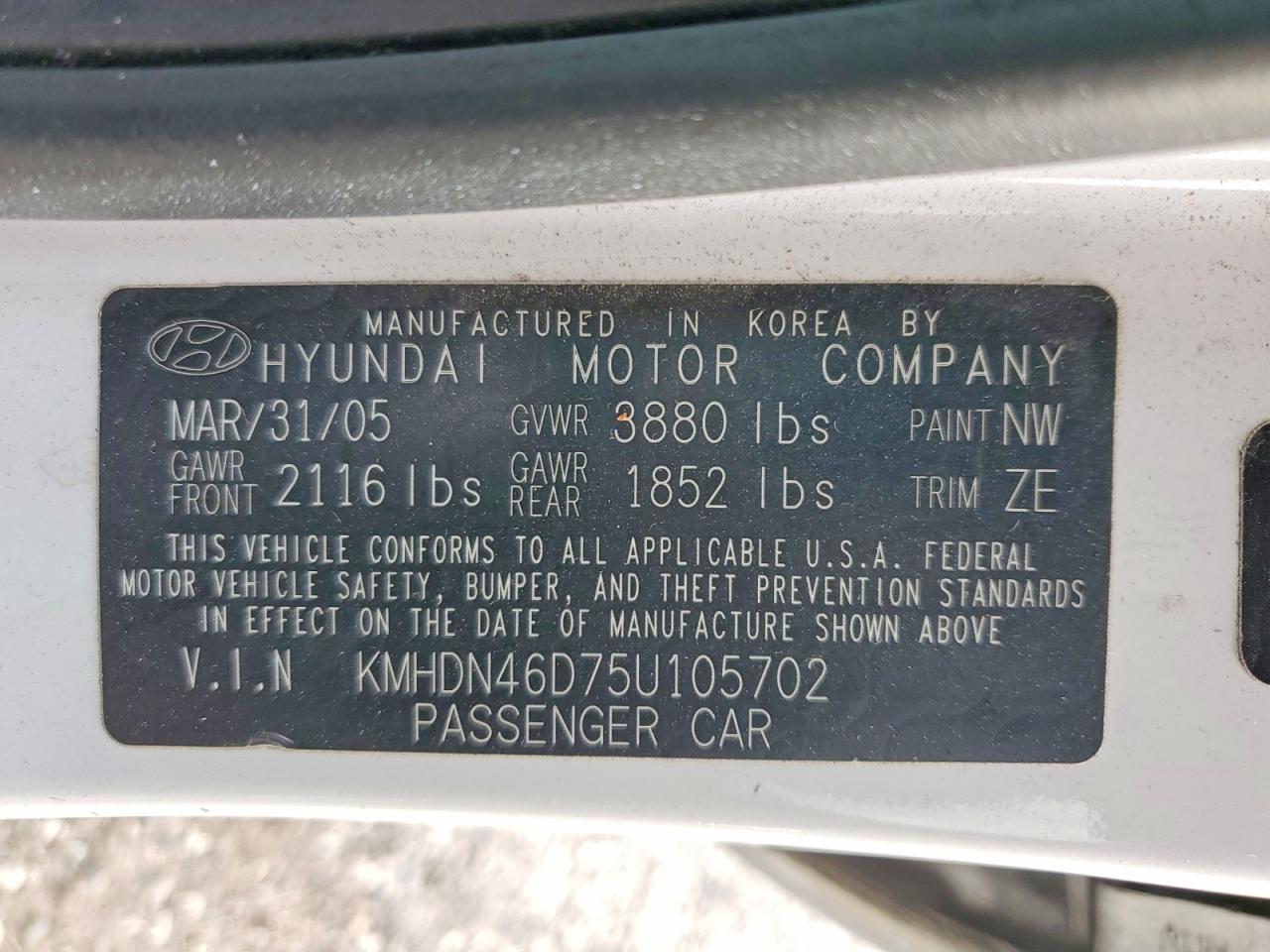 2005 HYUNDAI ELANTRA GLS photo 25