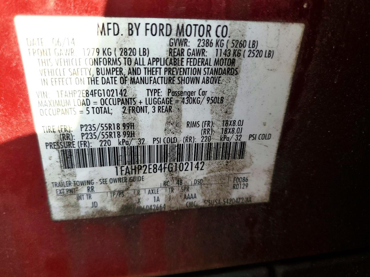 2015 FORD TAURUS SEL photo 13