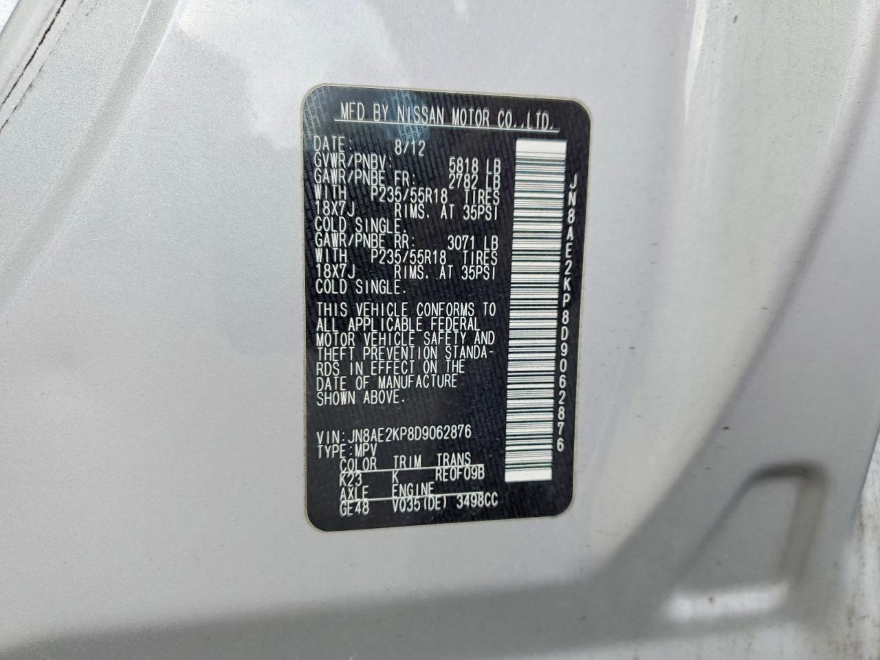 2013 NISSAN QUEST S photo 13