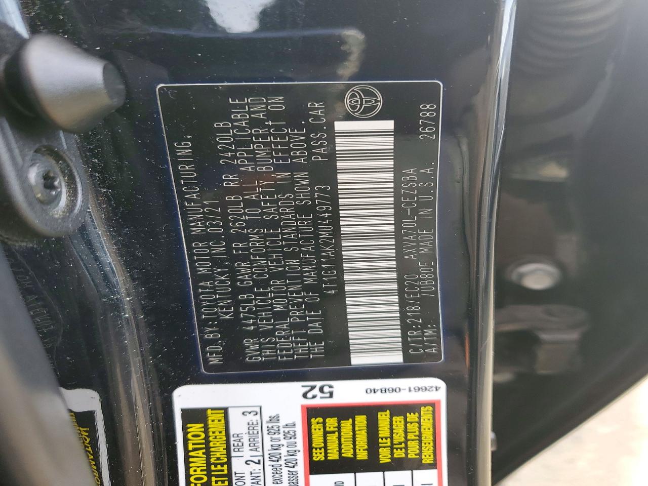 2021 TOYOTA CAMRY SE photo 23