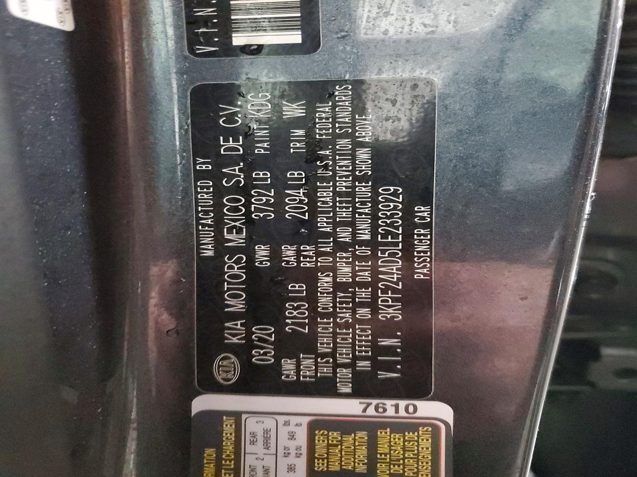 2020 KIA FORTE FE photo 12