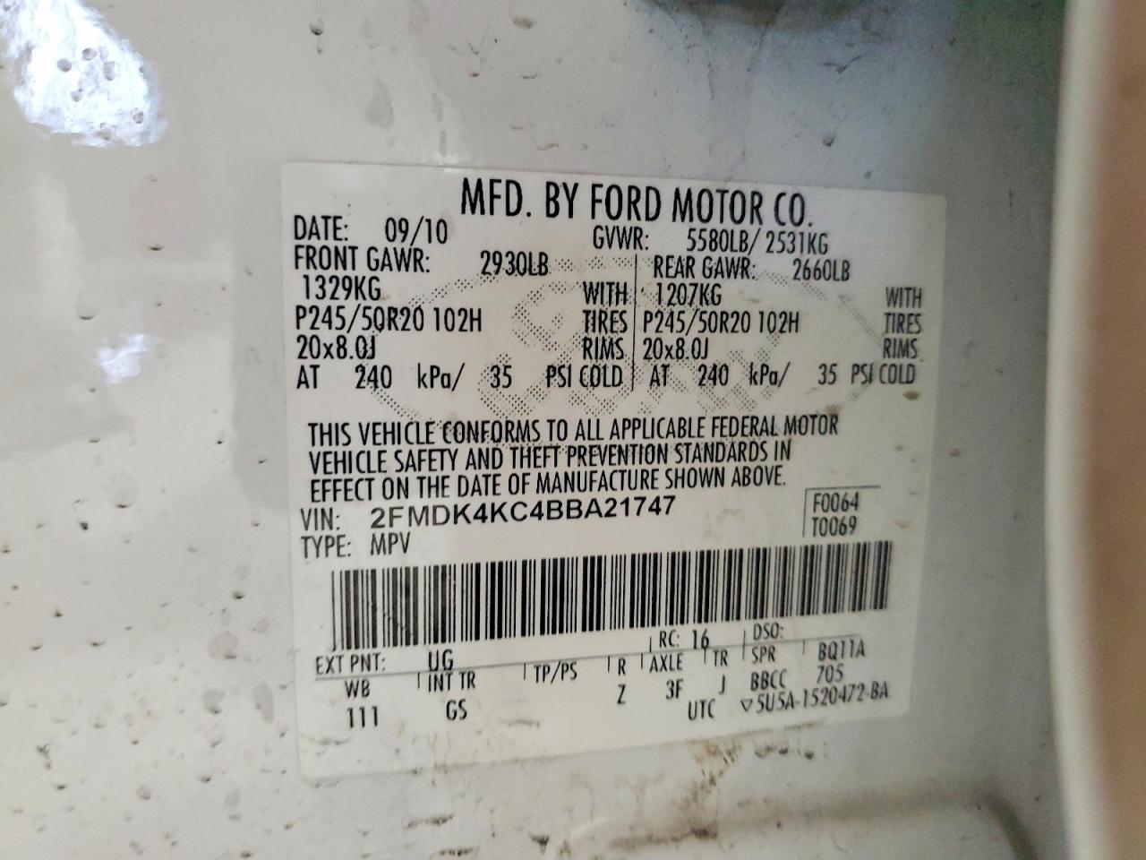 2011 FORD EDGE LIMITED photo 13