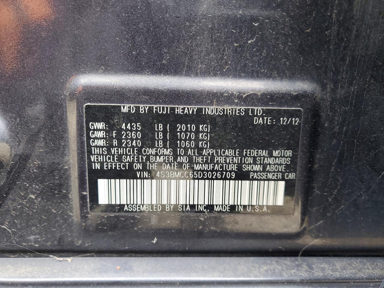 2013 SUBARU LEGACY 2.5I PREMIUM photo 12