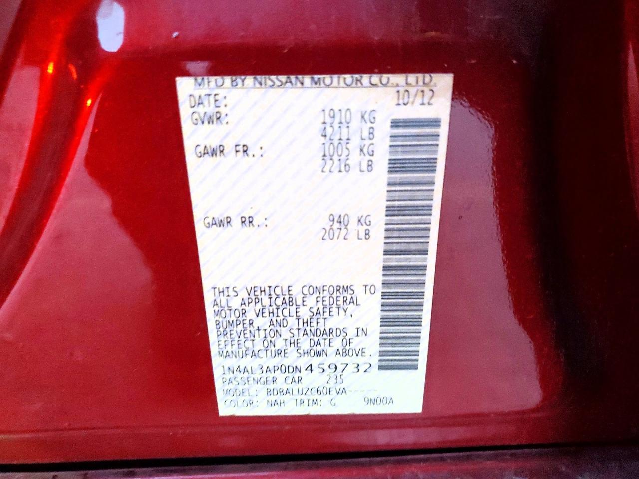 2013 NISSAN ALTIMA 2.5 photo 12