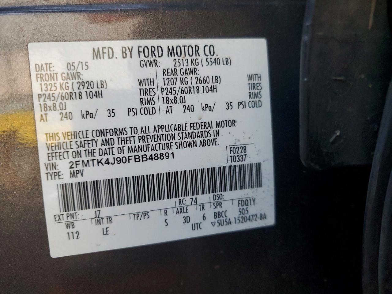 2015 FORD EDGE SEL photo 12