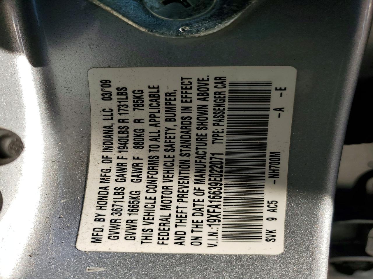 2009 HONDA CIVIC LX-S photo 12