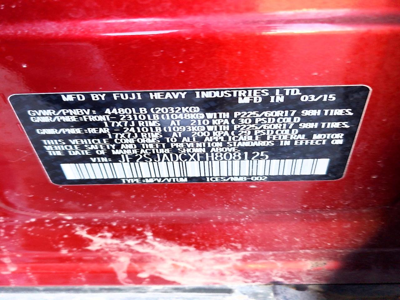 2015 SUBARU FORESTER 2.5I PREMIUM photo 12