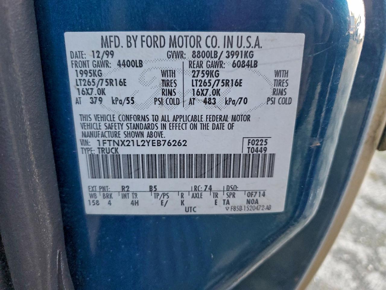 2000 FORD F250 SUPER DUTY photo 12
