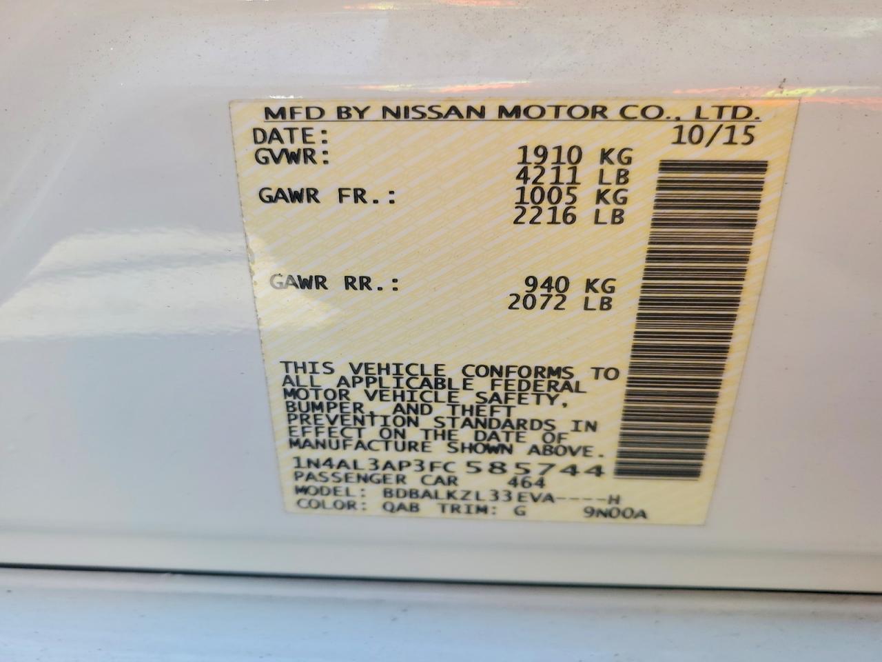 2015 NISSAN ALTIMA 2.5 photo 12