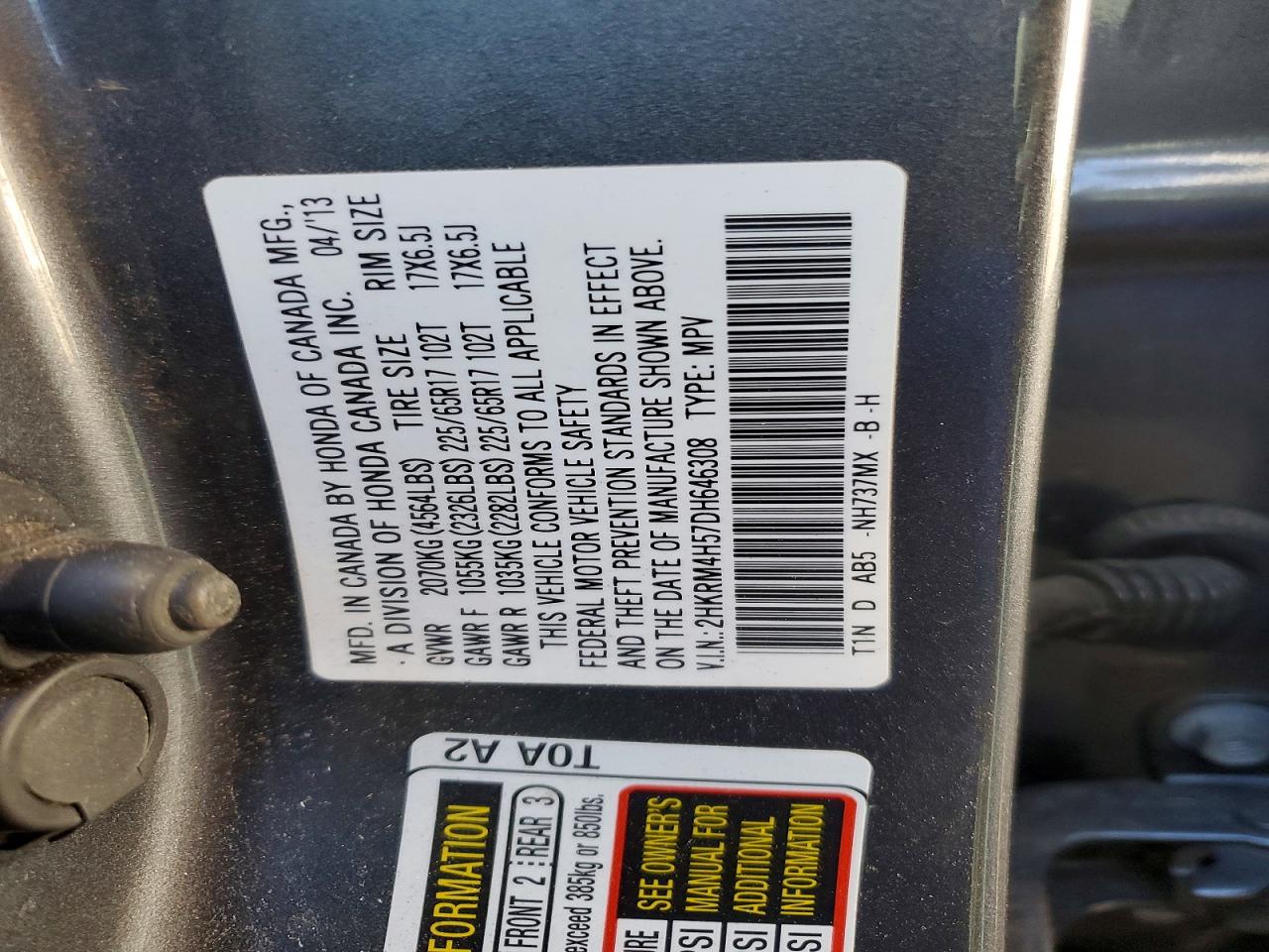 2013 HONDA CR-V EX photo 12