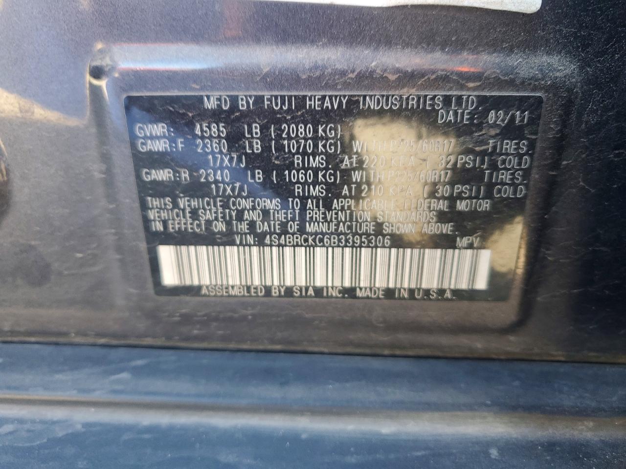 2011 SUBARU OUTBACK 2.5I LIMITED photo 12