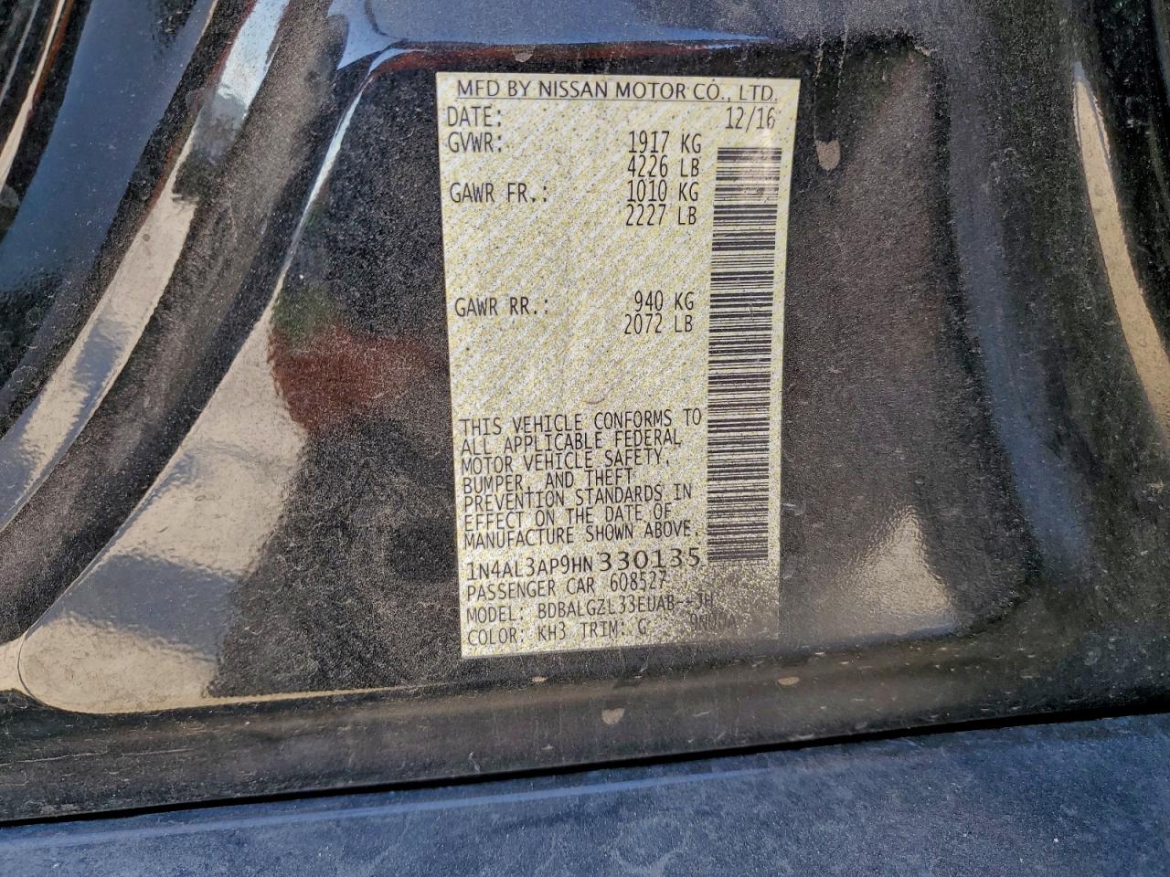 2017 NISSAN ALTIMA 2.5 photo 12