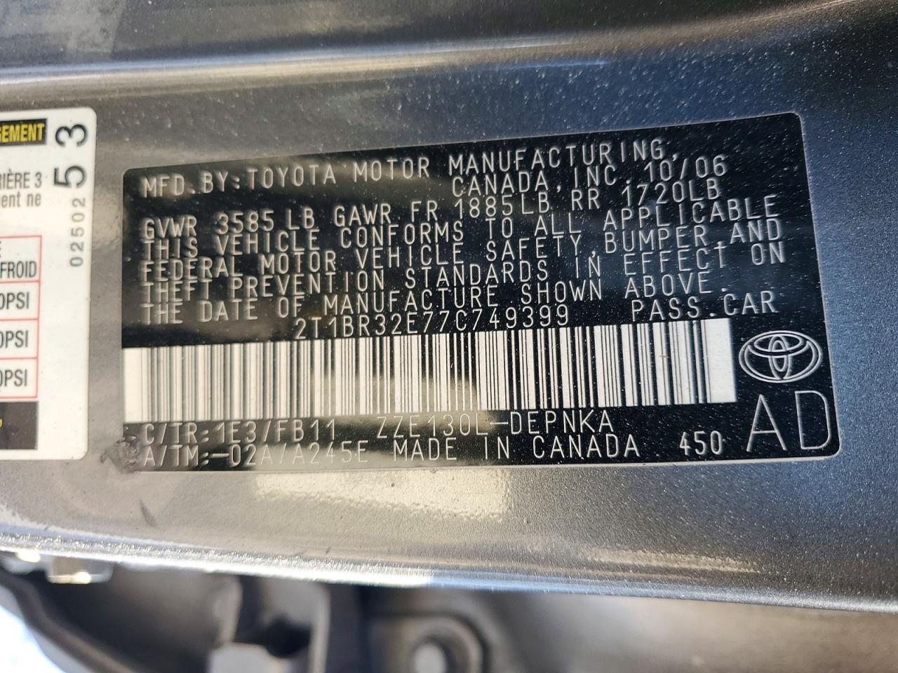 2007 TOYOTA COROLLA CE photo 12