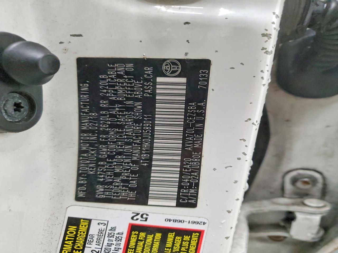 2018 TOYOTA CAMRY L photo 12