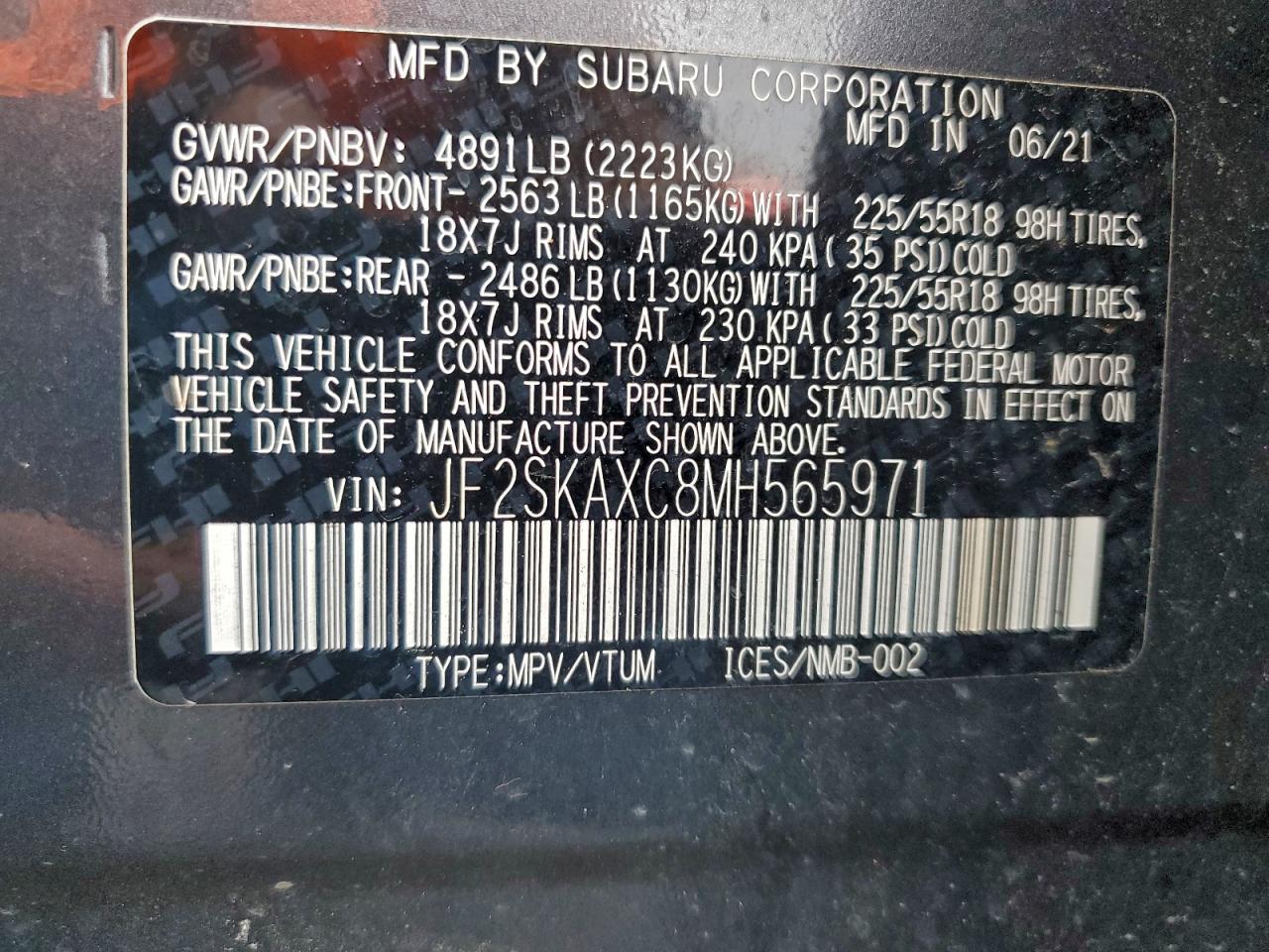 2021 SUBARU FORESTER TOURING photo 14