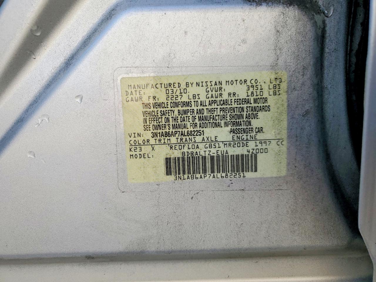 2010 NISSAN SENTRA 2.0 photo 12