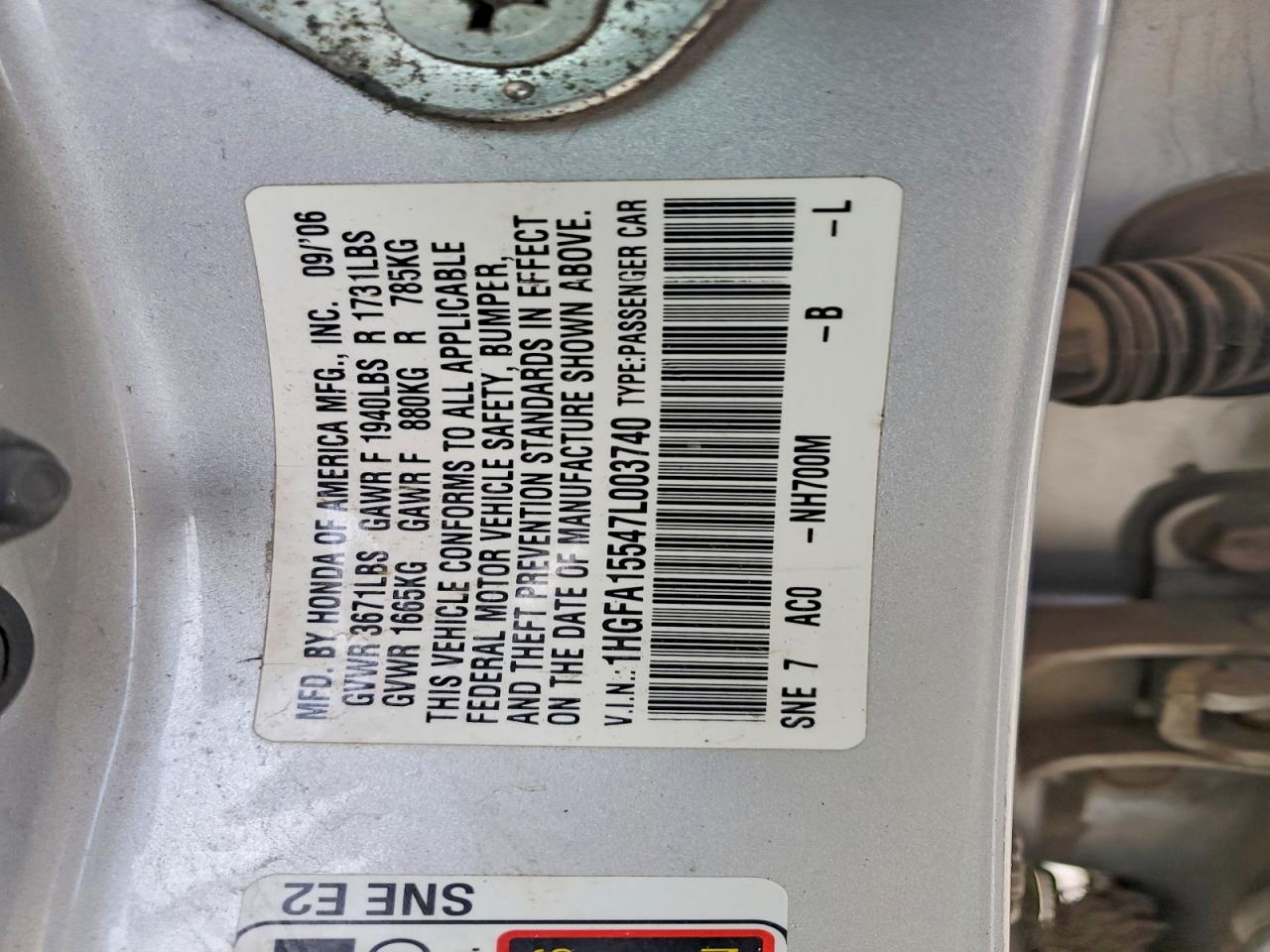 2007 HONDA CIVIC LX photo 12