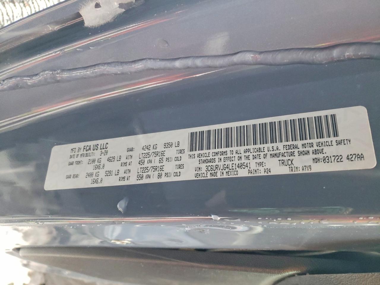 2020 RAM PROMASTER 3500 DELIVERY VAN photo 13