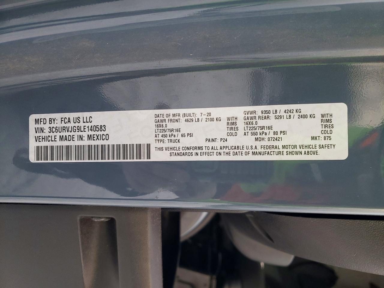 2020 RAM PROMASTER 3500 DELIVERY VAN photo 13