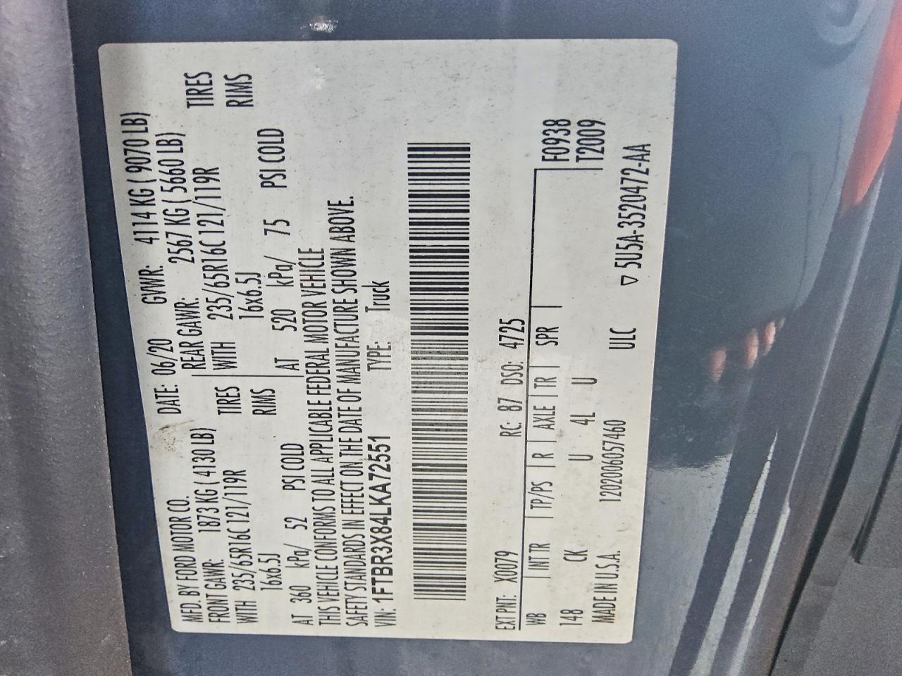 2020 FORD TRANSIT T-250 photo 13