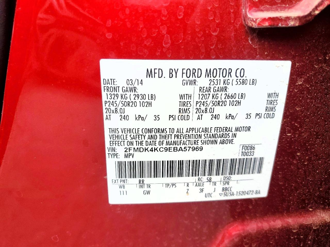 2014 FORD EDGE LIMITED photo 13