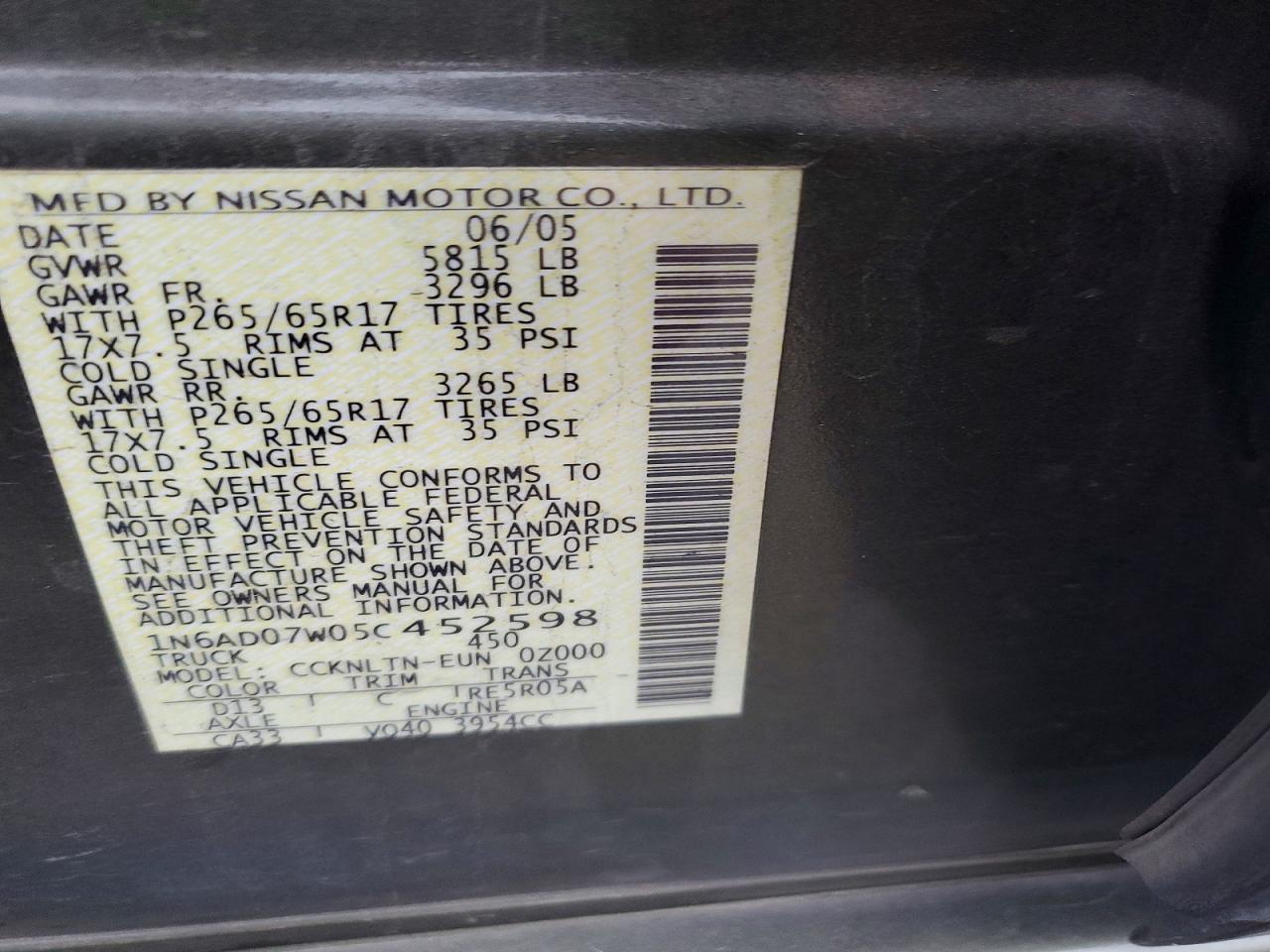 2005 NISSAN FRONTIER CREW CAB LE photo 12