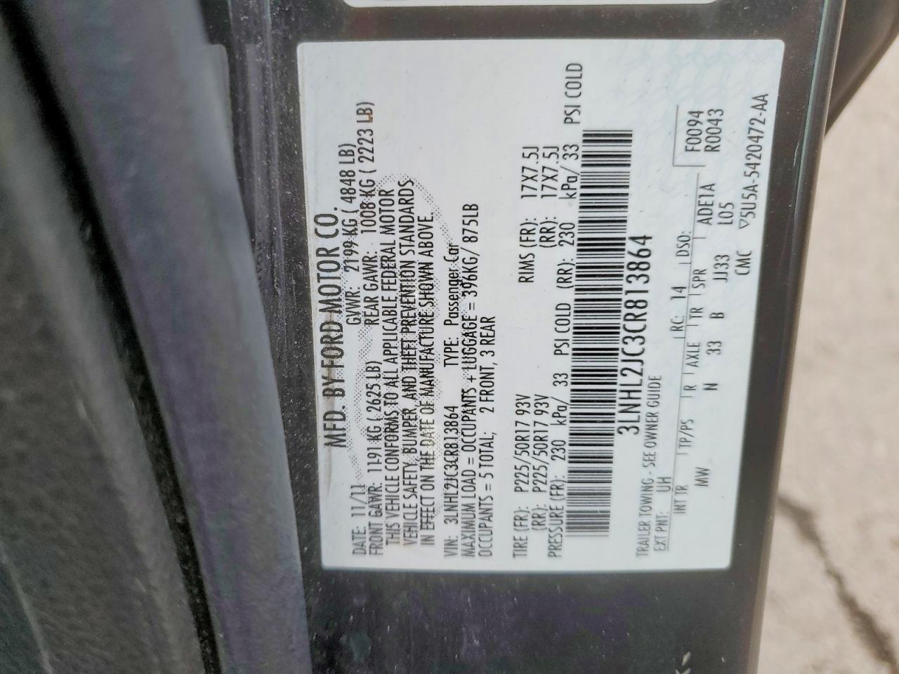 2012 LINCOLN MKZ photo 12