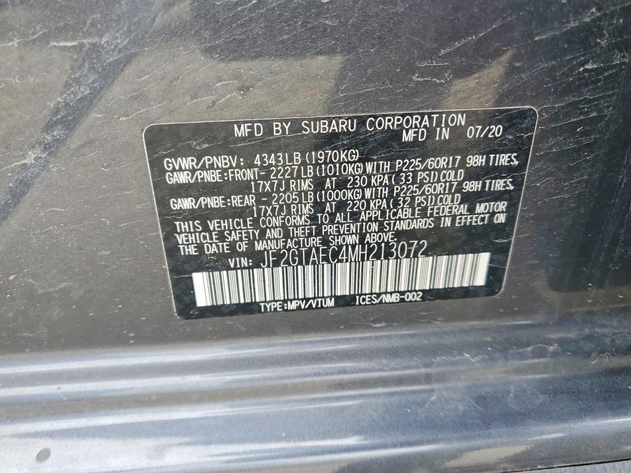 2021 SUBARU CROSSTREK PREMIUM photo 12