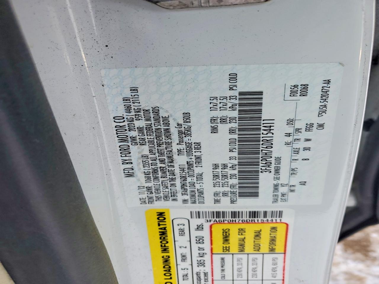 2013 FORD FUSION SE photo 12