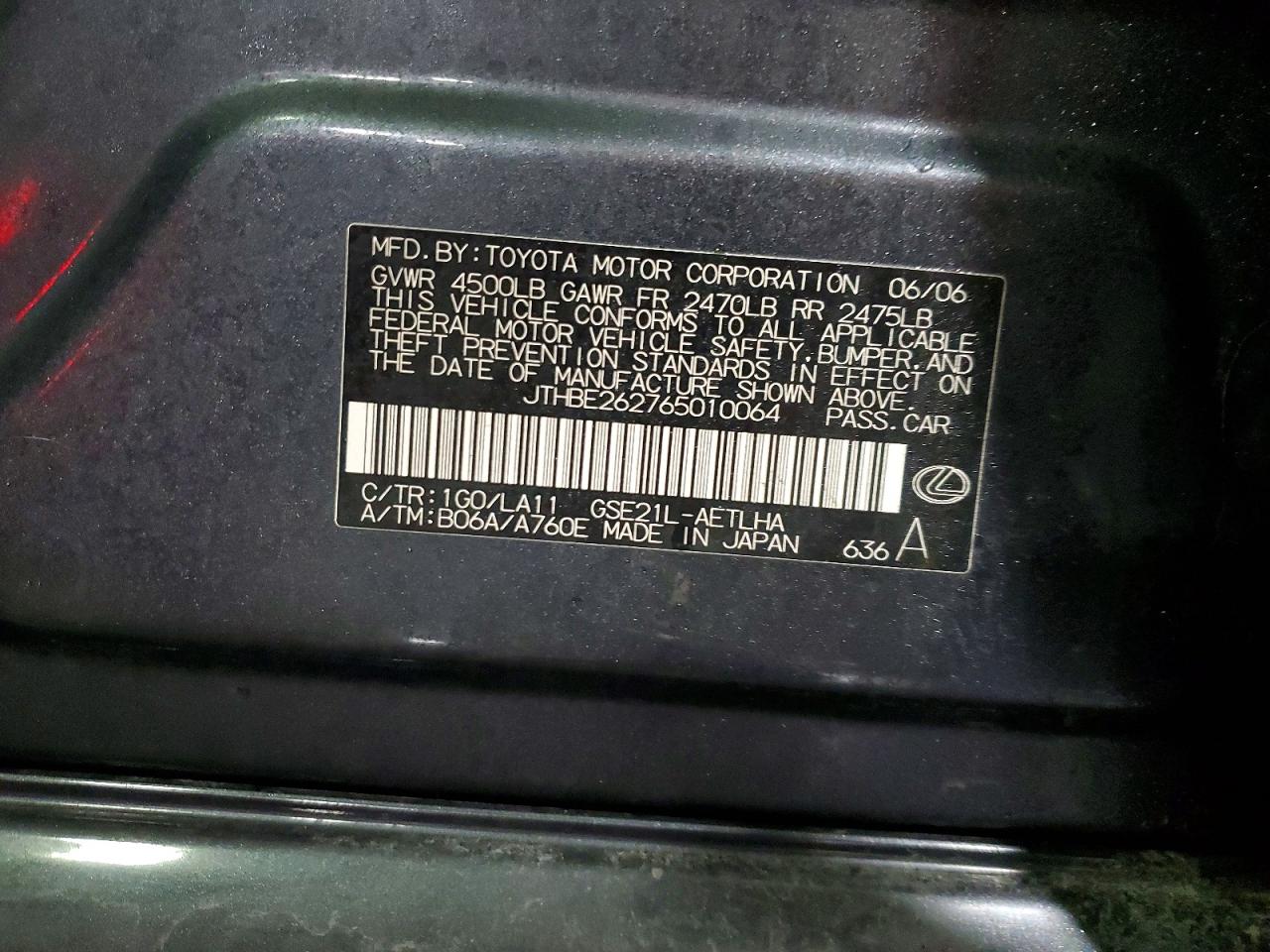 2006 LEXUS IS 350 photo 13