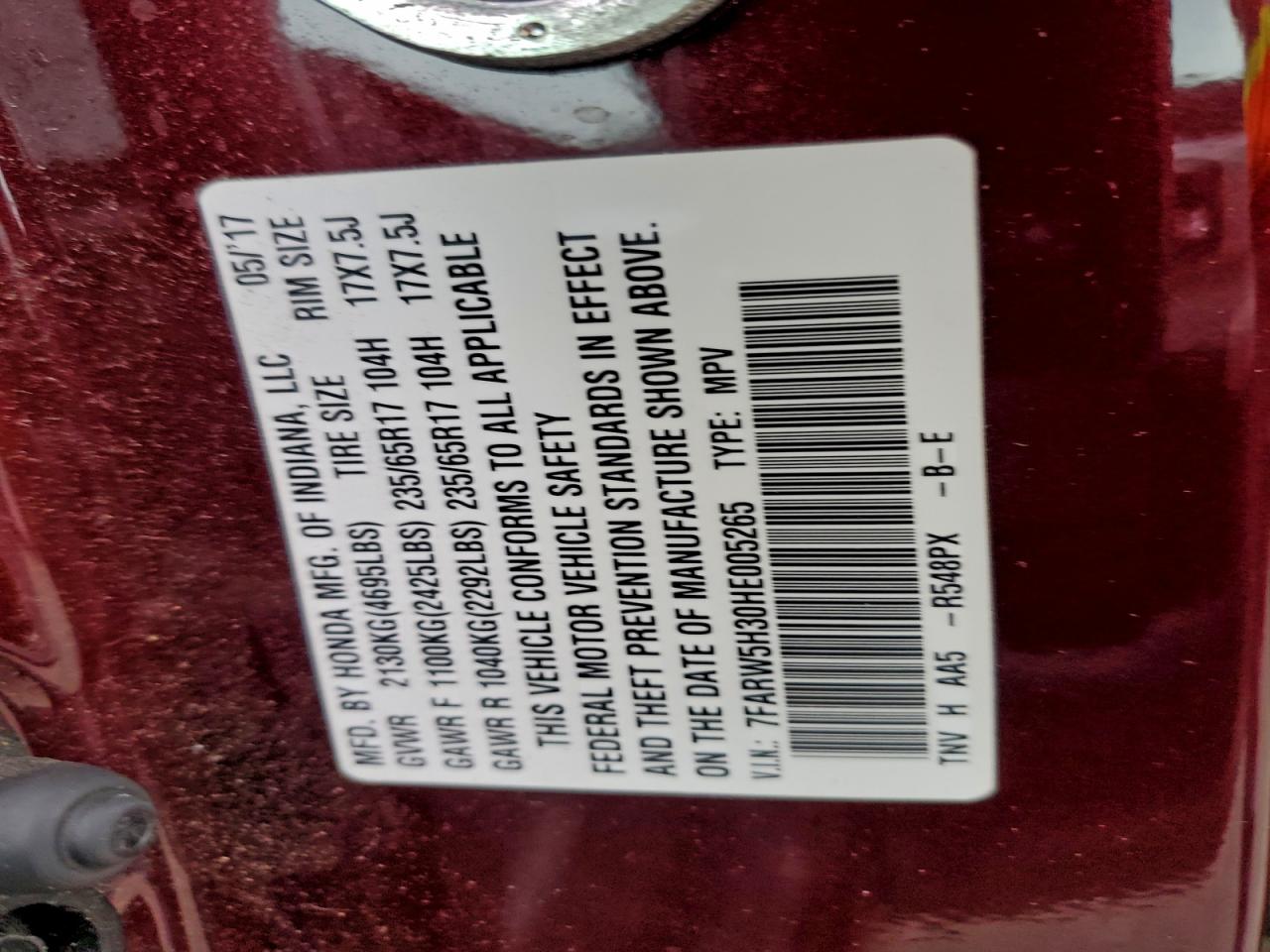 2017 HONDA CR-V LX photo 13