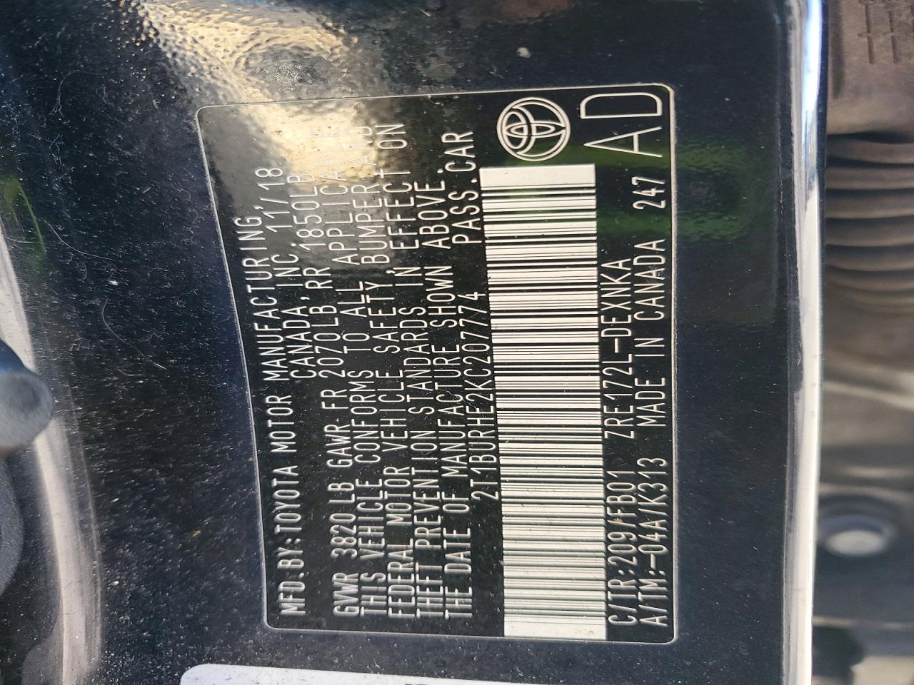 2019 TOYOTA COROLLA L photo 23