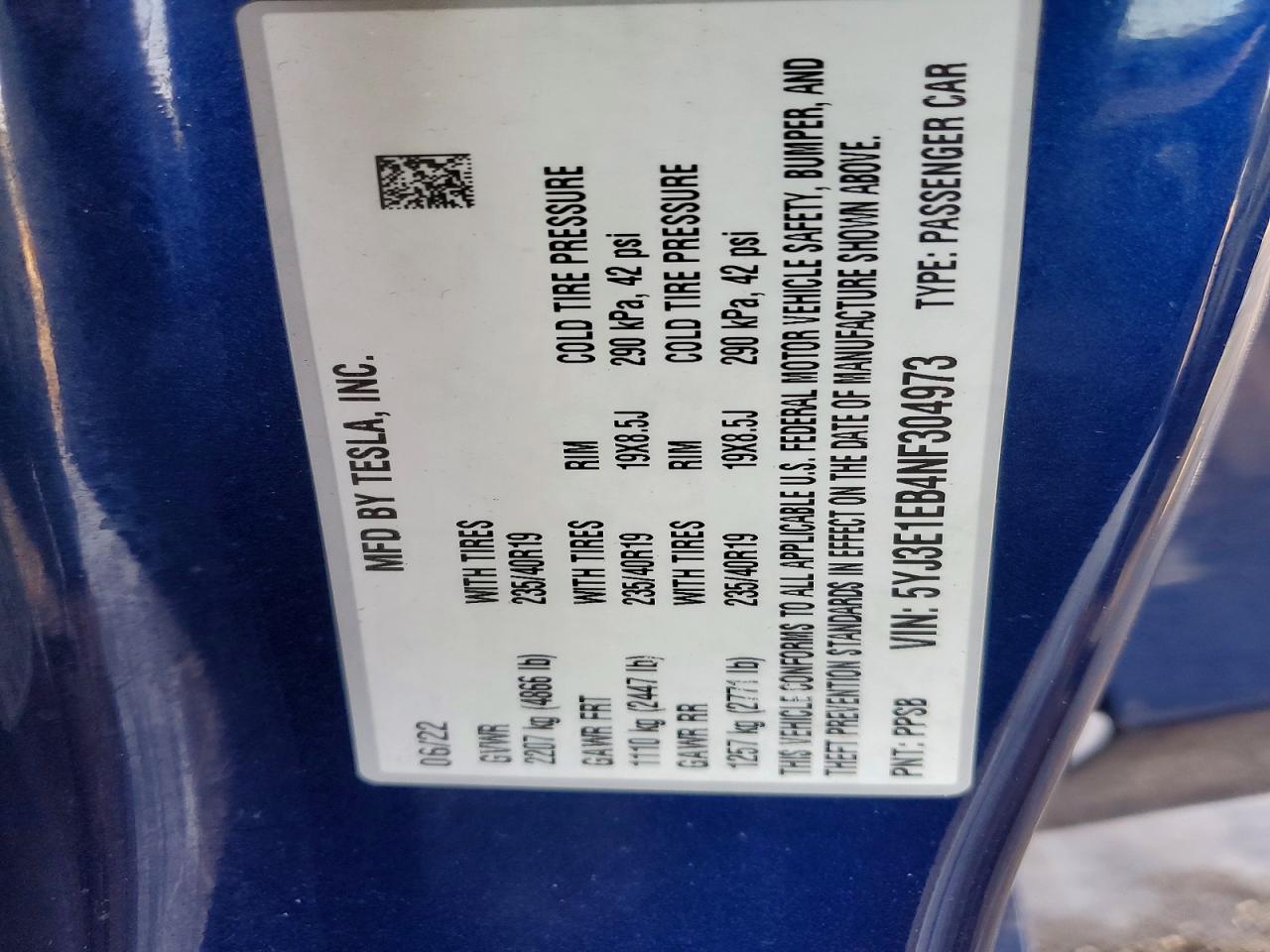 2022 TESLA MODEL 3 photo 12