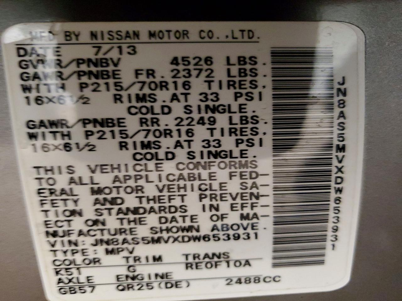 2013 NISSAN ROGUE S photo 25