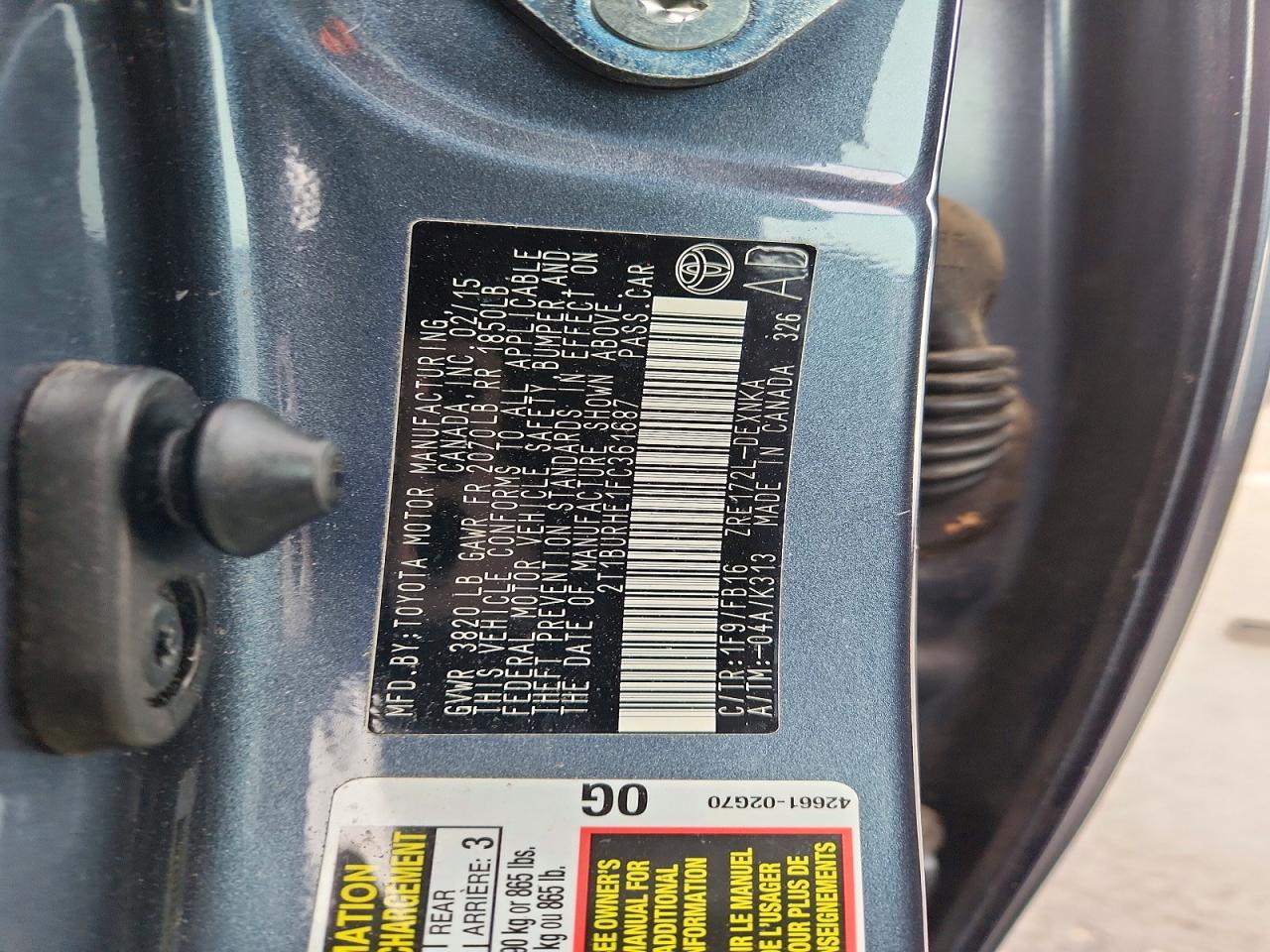 2015 TOYOTA COROLLA L photo 13
