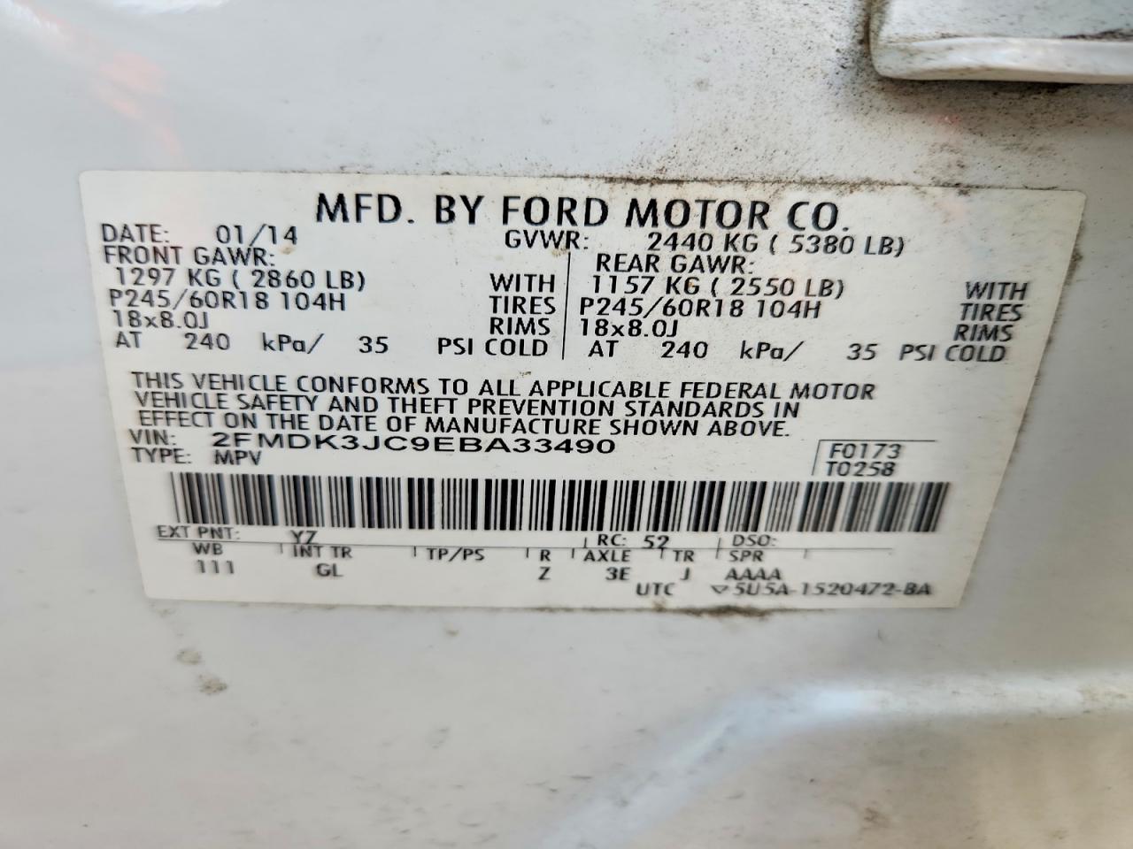 2014 FORD EDGE SEL photo 14
