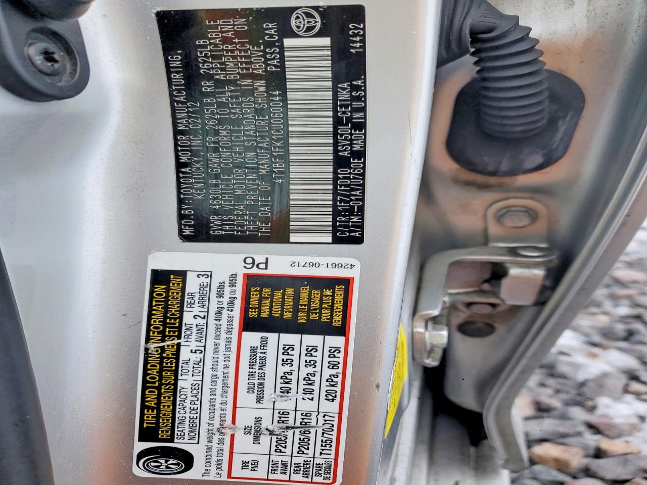 2012 TOYOTA CAMRY BASE photo 12