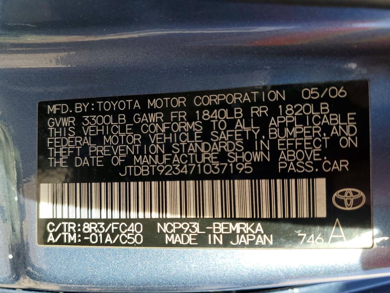 2007 TOYOTA YARIS photo 12