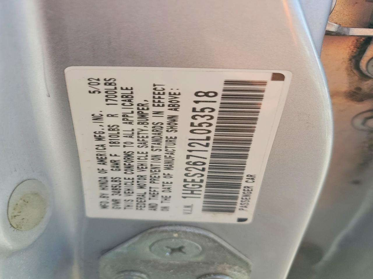 2002 HONDA CIVIC EX photo 12