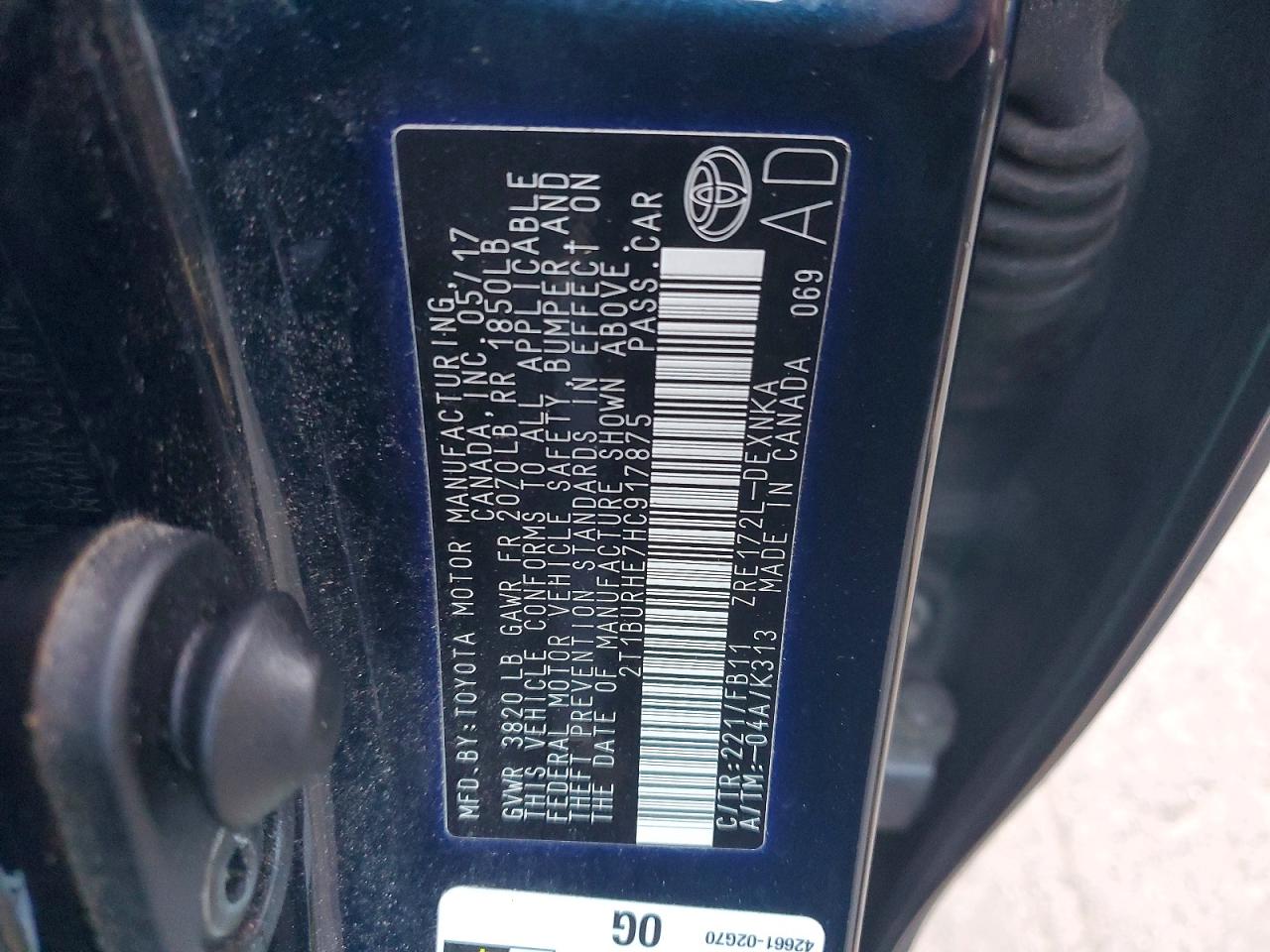 2017 TOYOTA COROLLA L photo 12
