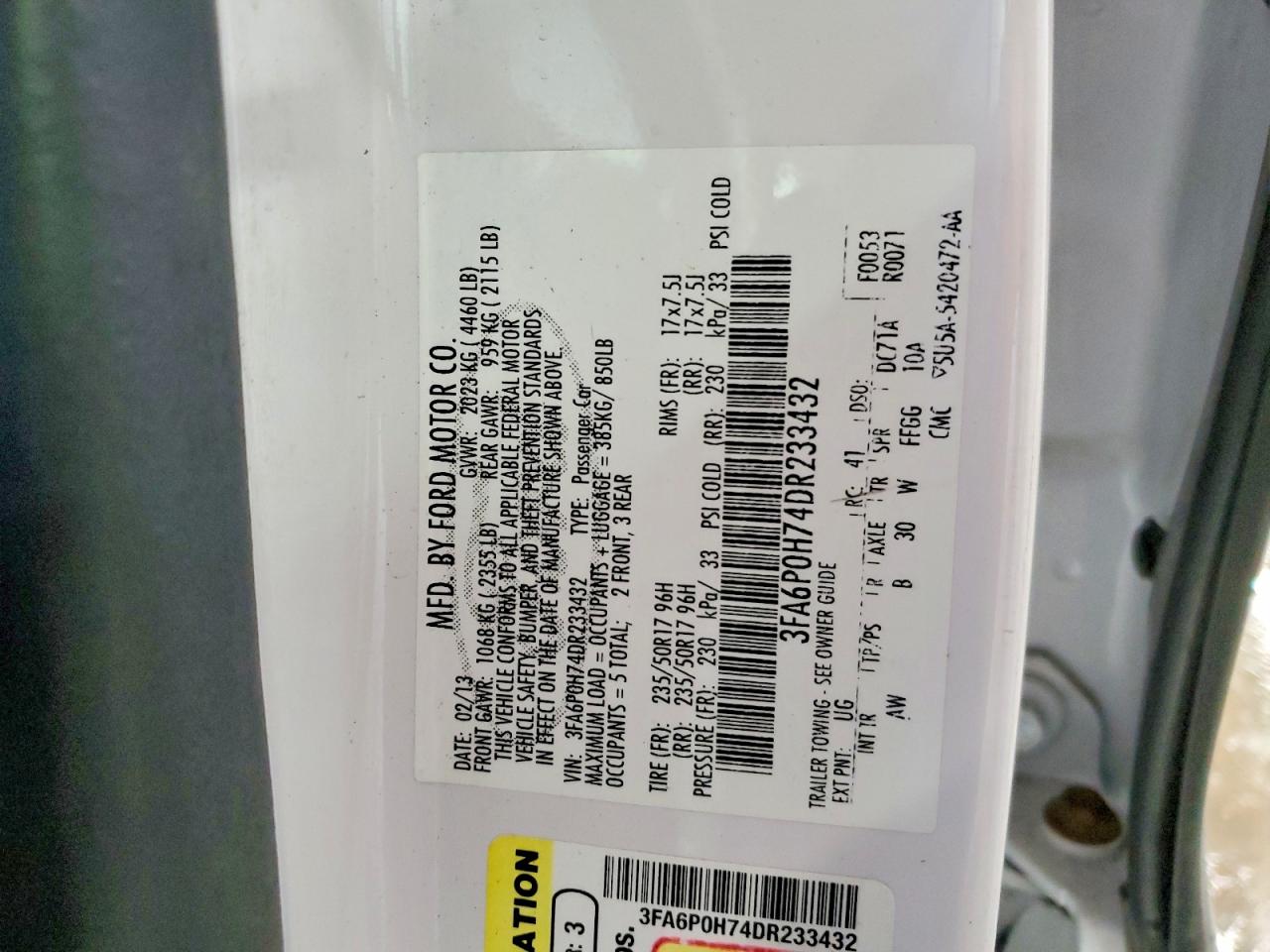 2013 FORD FUSION SE photo 13