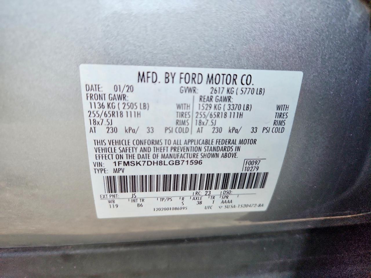 2020 FORD EXPLORER XLT photo 13