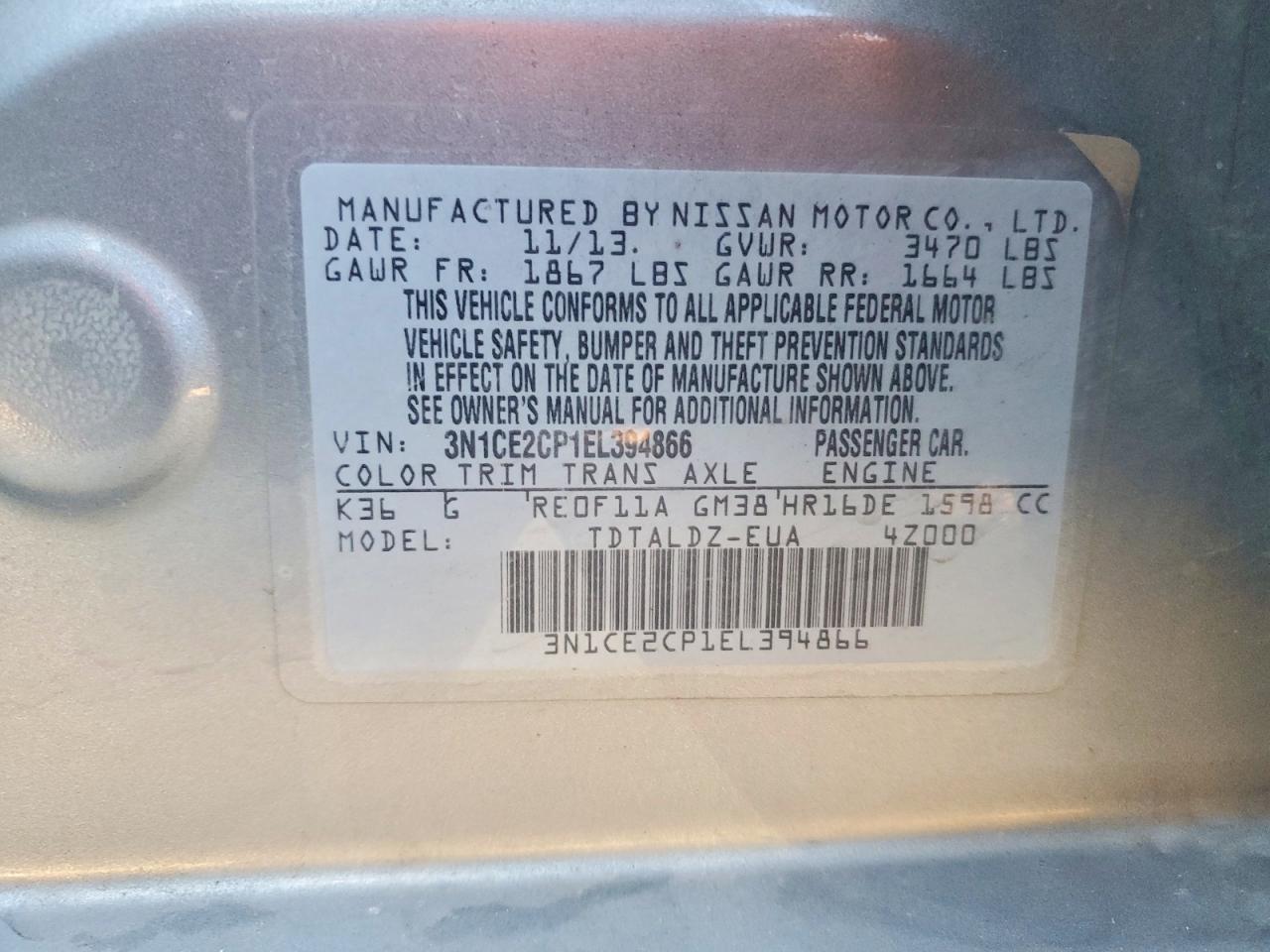 2014 NISSAN VERSA NOTE S photo 12