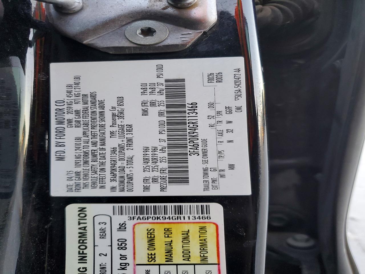 2016 FORD FUSION TITANIUM photo 12