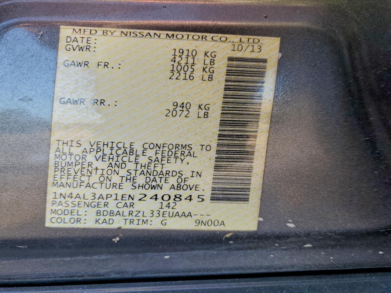 2014 NISSAN ALTIMA 2.5 photo 12