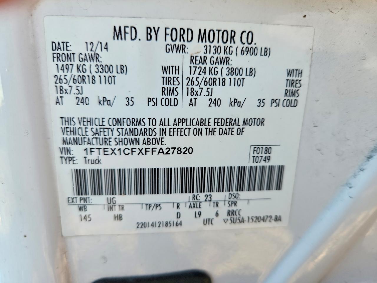 2015 FORD F150 SUPER CAB photo 12