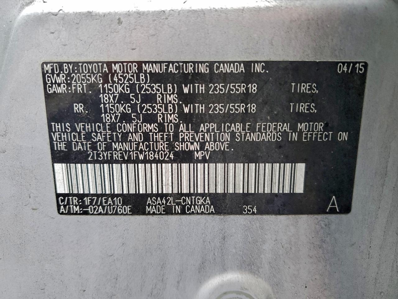 2015 TOYOTA RAV4 LIMITED photo 13