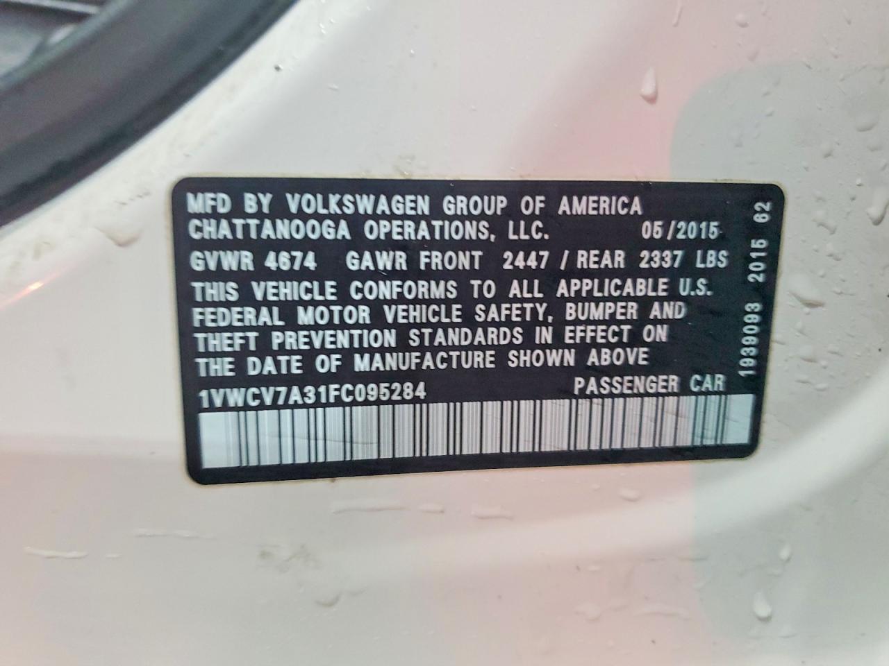 2015 VOLKSWAGEN PASSAT SEL photo 12