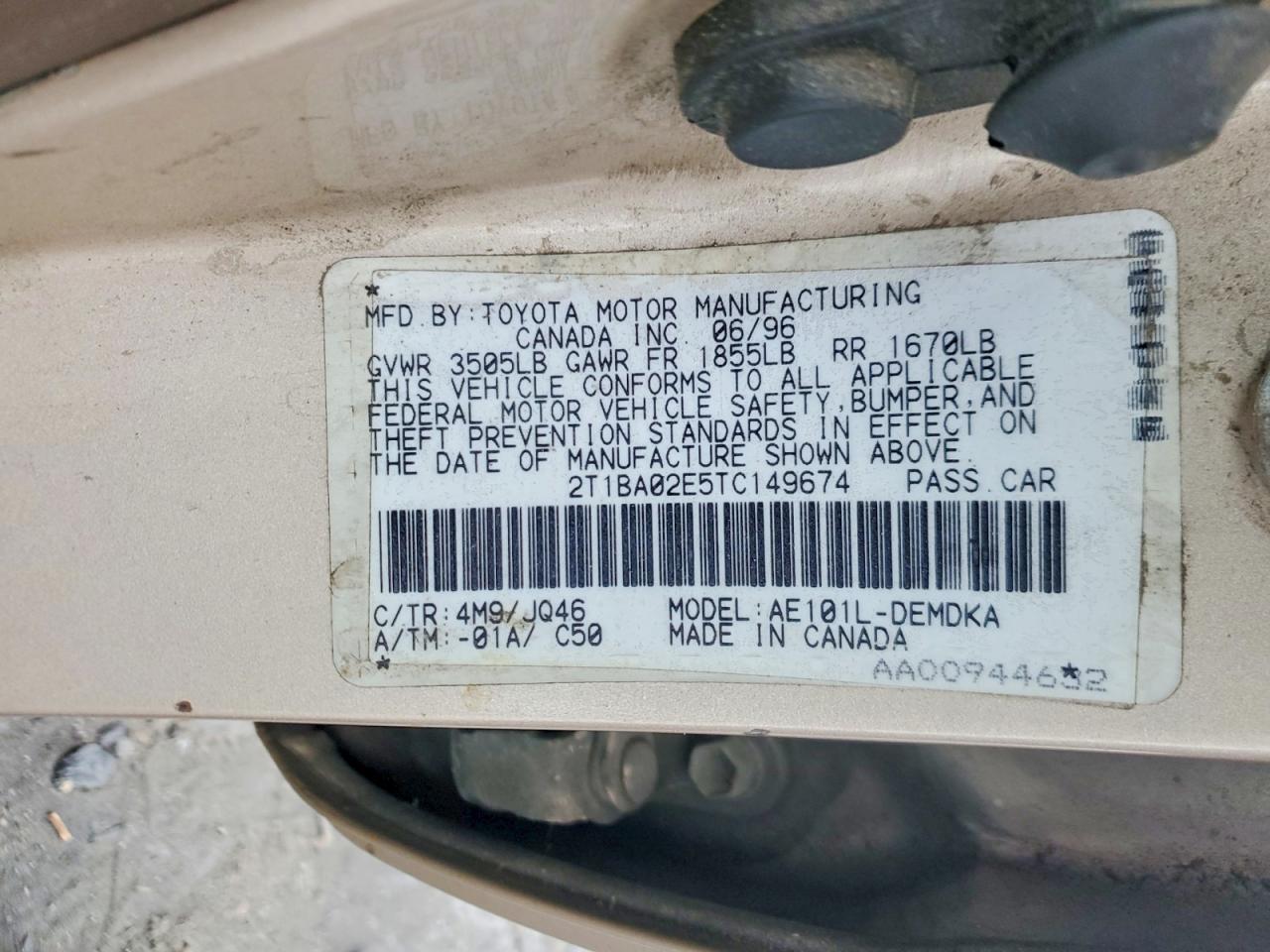 1996 TOYOTA COROLLA photo 12