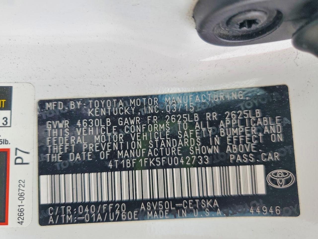 2015 TOYOTA CAMRY LE photo 13